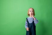 girl in black and white striped long sleeve shirt