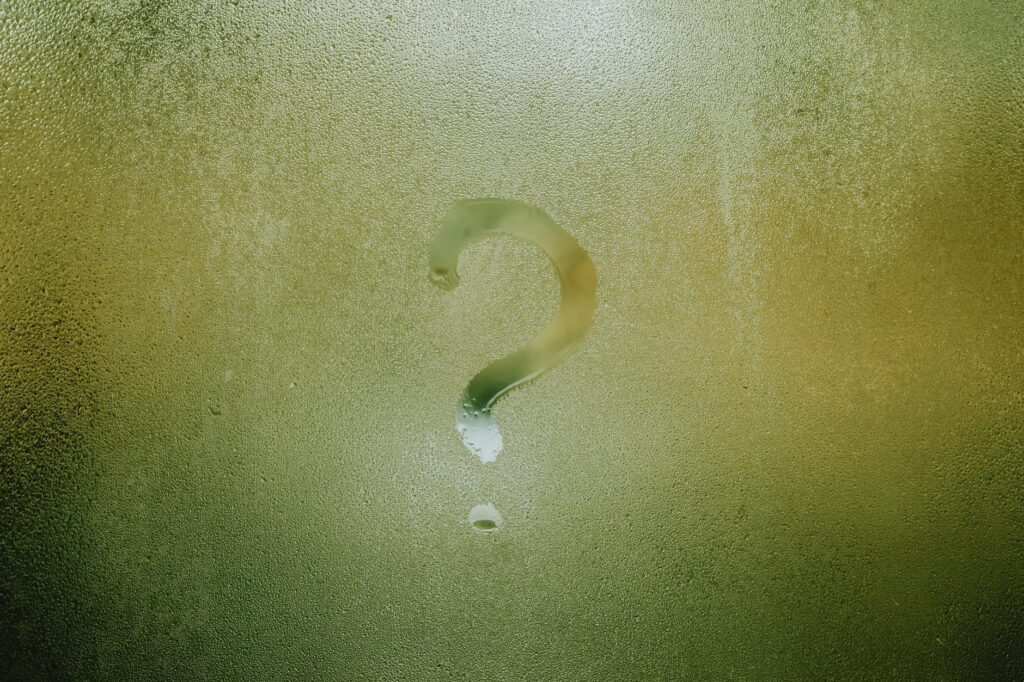 misted window with question mark